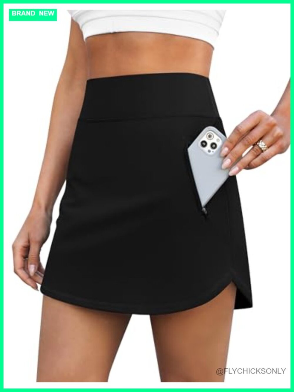 LouKeith 16" Athletic Skort High Waist Zipper Pockets Built-in Shorts